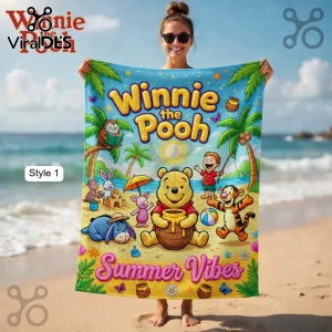 Winnie the Pooh Summer Vibes Disney Cartoon Characters Beach Towel