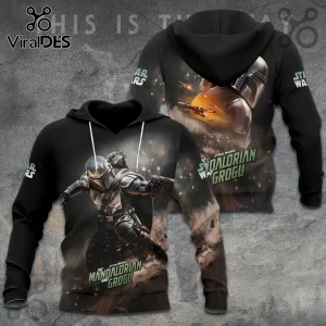 Star Wars Mandalorian Grogu Dynamic Action Pullover Hoodie