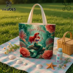 Disney Ariel Mermaid Personalized Name Tote Bag
