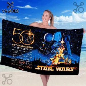 Star Wars 1977-2027 50th Anniversary Cast Signatures Towel