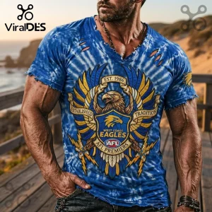 West Coast Eagles AFL Premium Distressed V-Neck Shirt West Coast Eagles AFL Premium Distressed V-Neck Shirt