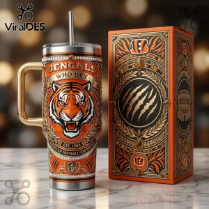 Cincinnati Bengals Who Dey Premium 40oz Stainless Steel Handle Tumbler