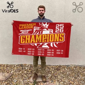 Arsenal FC Premier League Champions 25/26 Double-Sided House Flag