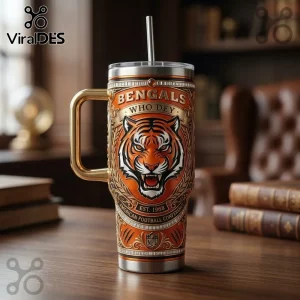 Cincinnati Bengals Who Dey Premium 40oz Stainless Steel Handle Tumbler