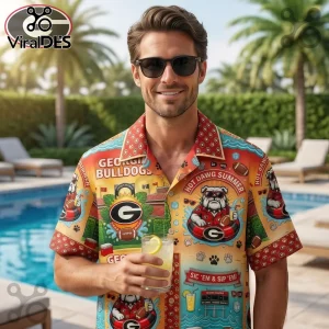 Georgia Bulldogs Hot Dawg Summer Premium Silk Hawaiian Shirt