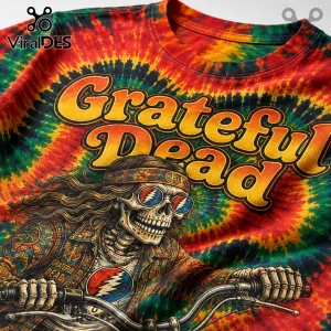 Grateful Dead Psychedelic Skeleton Motorcycle Rider Shirt