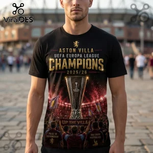 Aston Villa UEFA Europa League Champions 2025/26 T-Shirt