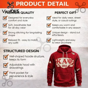 Red distressed vintage hoodie with ripped details! Features white Greek letters ΚΑΨ and year 1911!