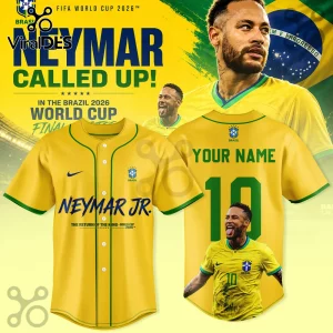 Neymar Jr Brazil National Team World Cup 2026 Yellow Baseball Jersey
