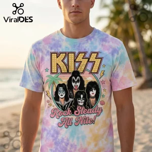 KISS Rock Steady All Nite Pastel Tie Dye Summer Band T-Shirt