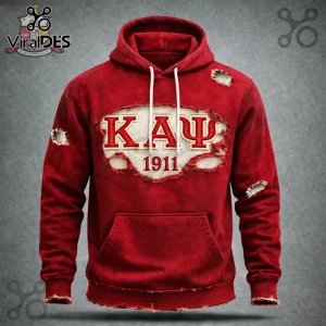 Kappa Alpha Psi KAΨ 1911 Distressed Vintage Red Pullover Hoodie Kappa Alpha Psi KAΨ 1911 Distressed Vintage Red Pullover Hoodie