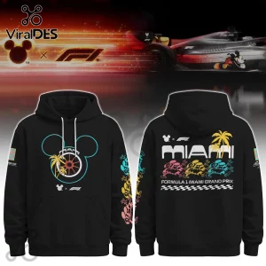 Mickey Mouse F1 Miami Grand Prix Racing Black Pullover Hoodie