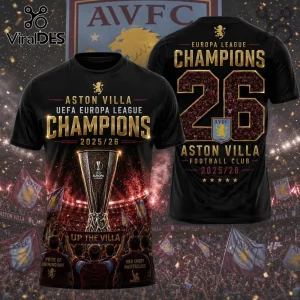 Aston Villa UEFA Europa League Champions 2025/26 T-Shirt Aston Villa UEFA Europa League Champions 2025/26 T-Shirt