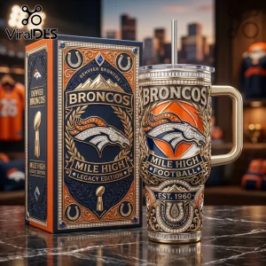 Denver Broncos Premium Gold Diamond Legacy Edition 40oz Tumbler