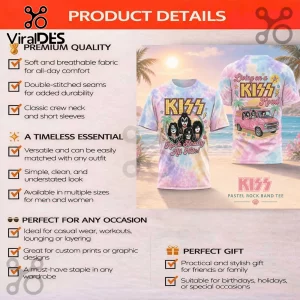 KISS Rock Steady All Nite Pastel Tie Dye Summer Band T-Shirt