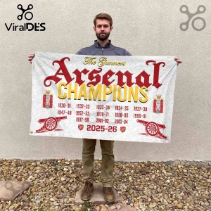 Arsenal FC Premier League Champions 2025-26 Double Sided House Flag