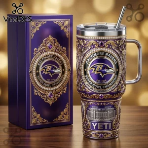 Baltimore Ravens Super Bowl Champions Luxury 40oz Stanley Tumbler