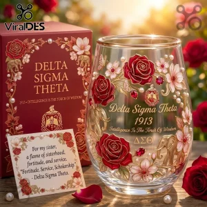 Delta Sigma Theta Sorority 1913 Founders Red Rose Drinking Glass Delta Sigma Theta Sorority 1913 Founders Red Rose Drinking Glass
