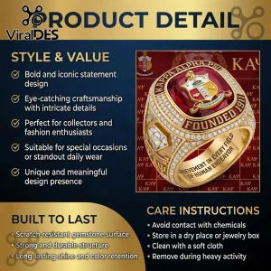 Ornate gold fraternity ring with red gemstone! Kappa Alpha Psi, Founded 1911, Indiana University text!