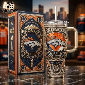 Denver Broncos Premium Gold Diamond Legacy Edition 40oz Tumbler