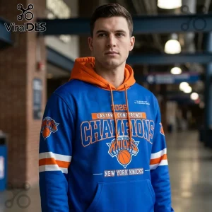 Blue New York Knicks hoodie with orange accents reading 2026 Eastern Conference Champions!