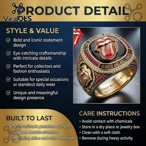 The Rolling Stones Rock and Roll Kings Gold Championship Ring