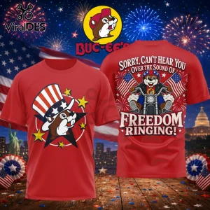 Buc-ee’s 4th of July Freedom Ringing Patriotic Red T-Shirt Buc-ee’s 4th of July Freedom Ringing Patriotic Red T-Shirt