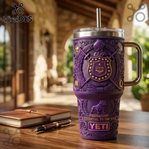 Omega Psi Phi 1911 Fraternity Purple Gold YETI Handle Tumbler