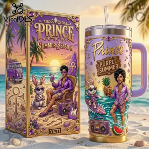Prince Purple Summer Session Tropical Beach Insulated Handle Tumbler
