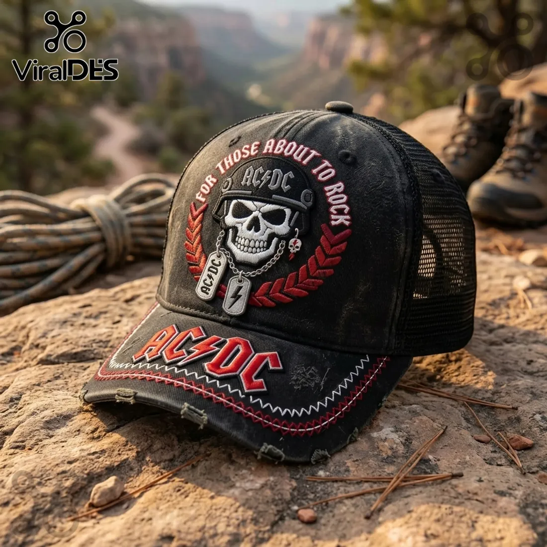 AC/DC For Those About To Rock Distressed Baseball Cap AC/DC For Those About To Rock Distressed Baseball Cap