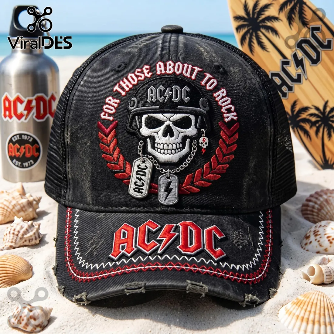 AC/DC For Those About To Rock Distressed Baseball Cap AC/DC For Those About To Rock Distressed Baseball Cap