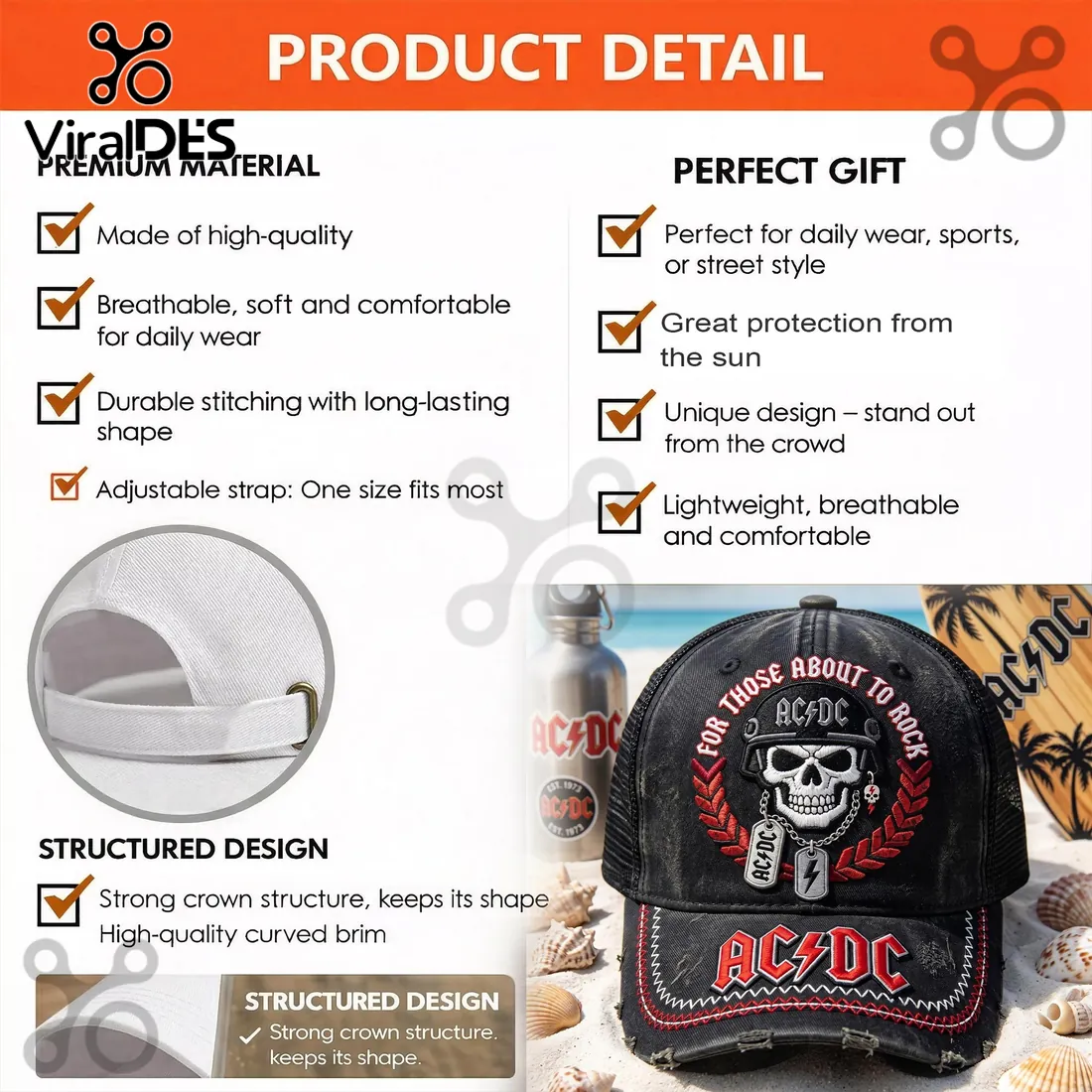 AC/DC For Those About To Rock Distressed Baseball Cap AC/DC For Those About To Rock Distressed Baseball Cap