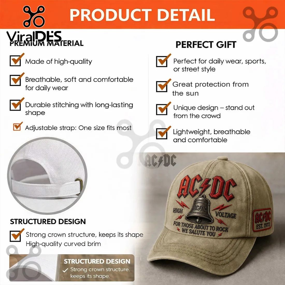 AC/DC For Those About To Rock High Voltage Baseball Cap AC/DC For Those About To Rock High Voltage Baseball Cap