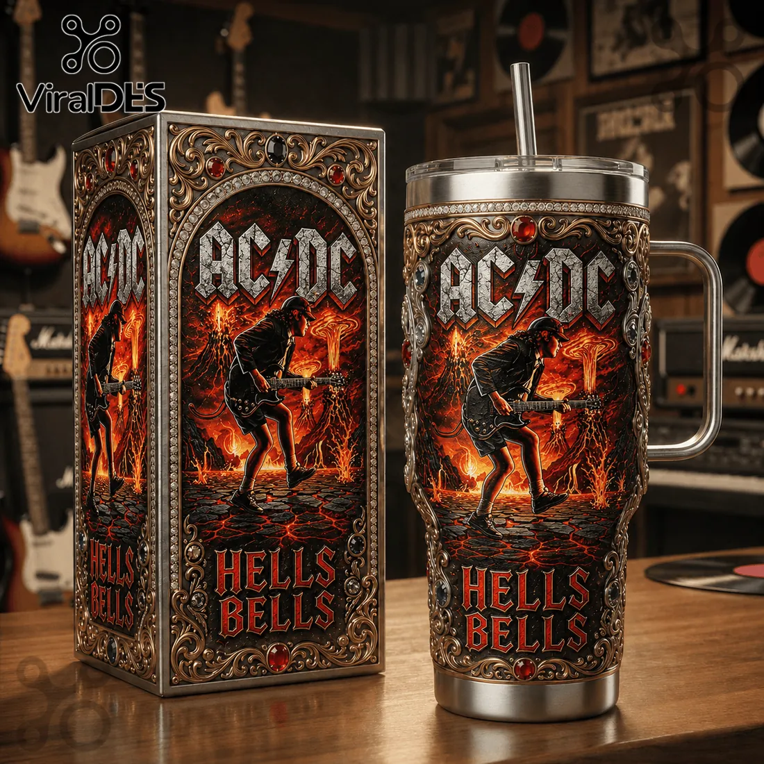 AC/DC Hells Bells Angus Young Limited Edition 40oz Stainless Steel Tumbler AC/DC Hells Bells Angus Young Limited Edition 40oz Stainless Steel Tumbler