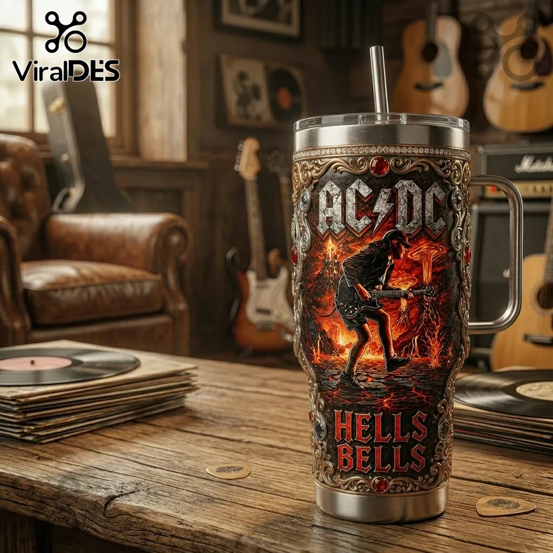 AC/DC Hells Bells Angus Young Limited Edition 40oz Stainless Steel Tumbler AC/DC Hells Bells Angus Young Limited Edition 40oz Stainless Steel Tumbler