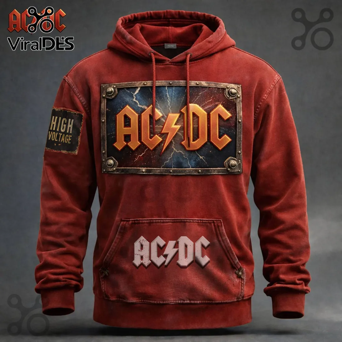 AC/DC High Voltage Distressed Rock Band Hoodie AC/DC High Voltage Distressed Rock Band Hoodie