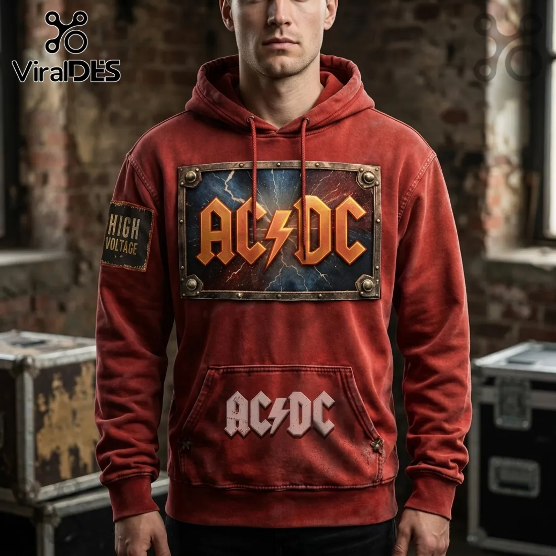 AC/DC High Voltage Distressed Rock Band Hoodie AC/DC High Voltage Distressed Rock Band Hoodie