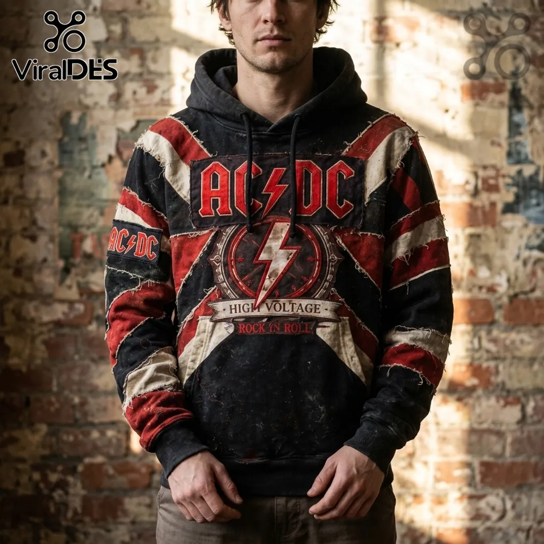 AC/DC High Voltage Rock N Roll Distressed Band Hoodie AC/DC High Voltage Rock N Roll Distressed Band Hoodie