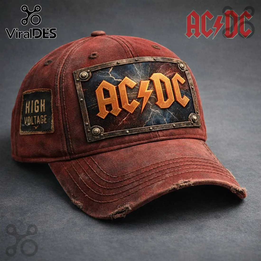 AC/DC High Voltage Vintage Distressed Rock Band Baseball Cap AC/DC High Voltage Vintage Distressed Rock Band Baseball Cap