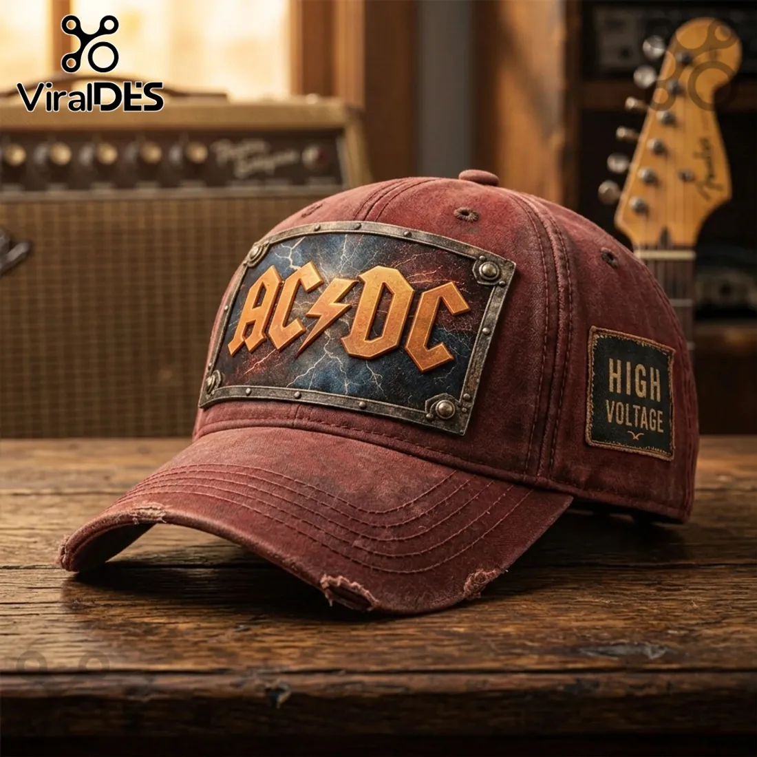 AC/DC High Voltage Vintage Distressed Rock Band Baseball Cap AC/DC High Voltage Vintage Distressed Rock Band Baseball Cap