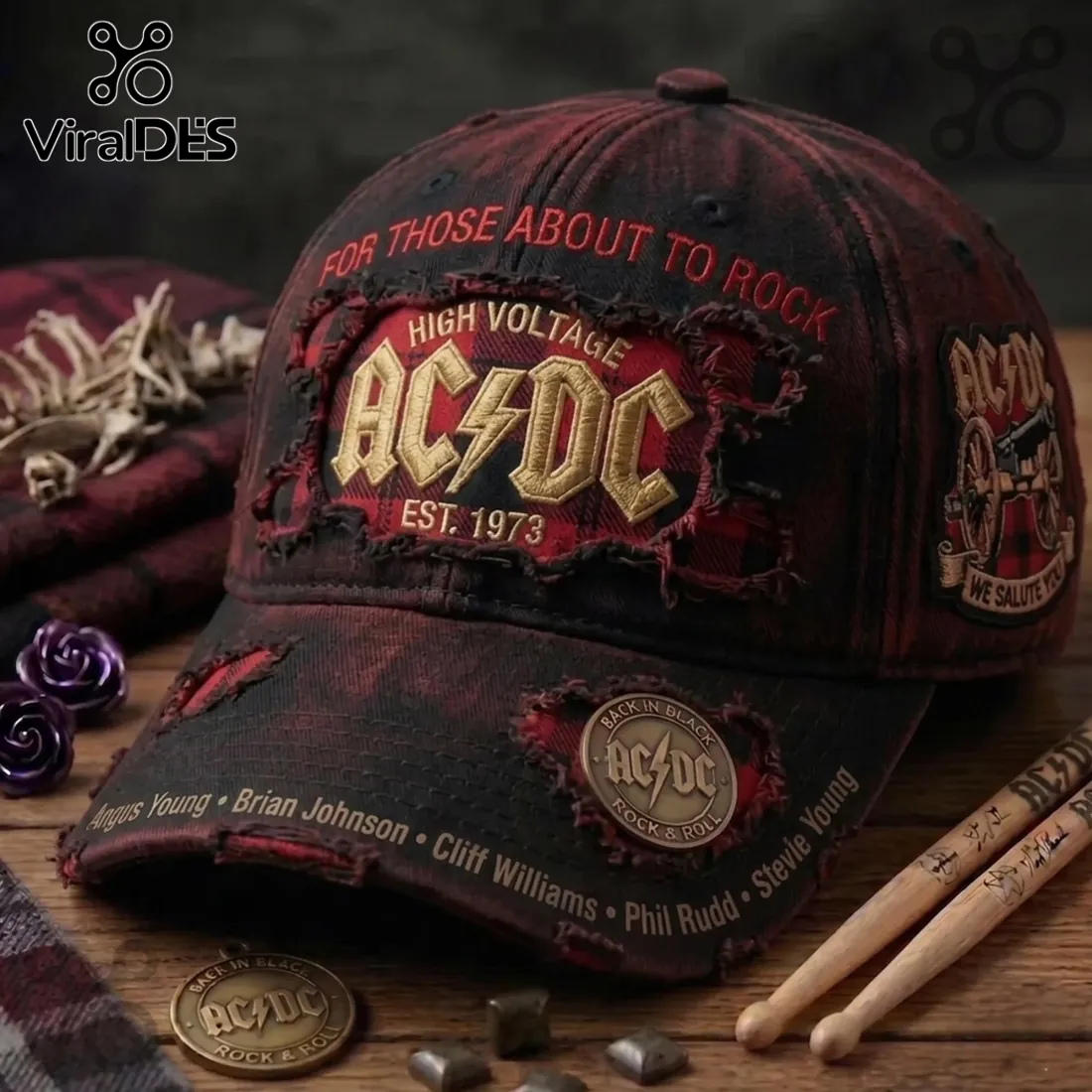 AC/DC Rock Band Distressed Baseball Cap Limited Edition AC/DC Rock Band Distressed Baseball Cap Limited Edition