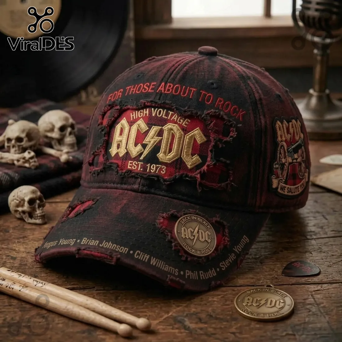 AC/DC Rock Band Distressed Baseball Cap Limited Edition AC/DC Rock Band Distressed Baseball Cap Limited Edition