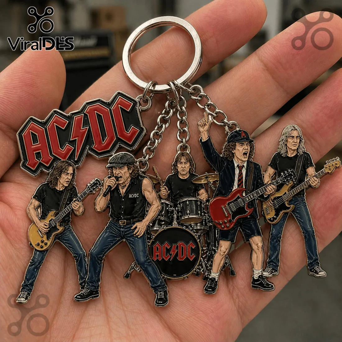 ACDC Rock Band Multi-Charm Metal Keychain 2026 ACDC Rock Band Multi-Charm Metal Keychain 2026
