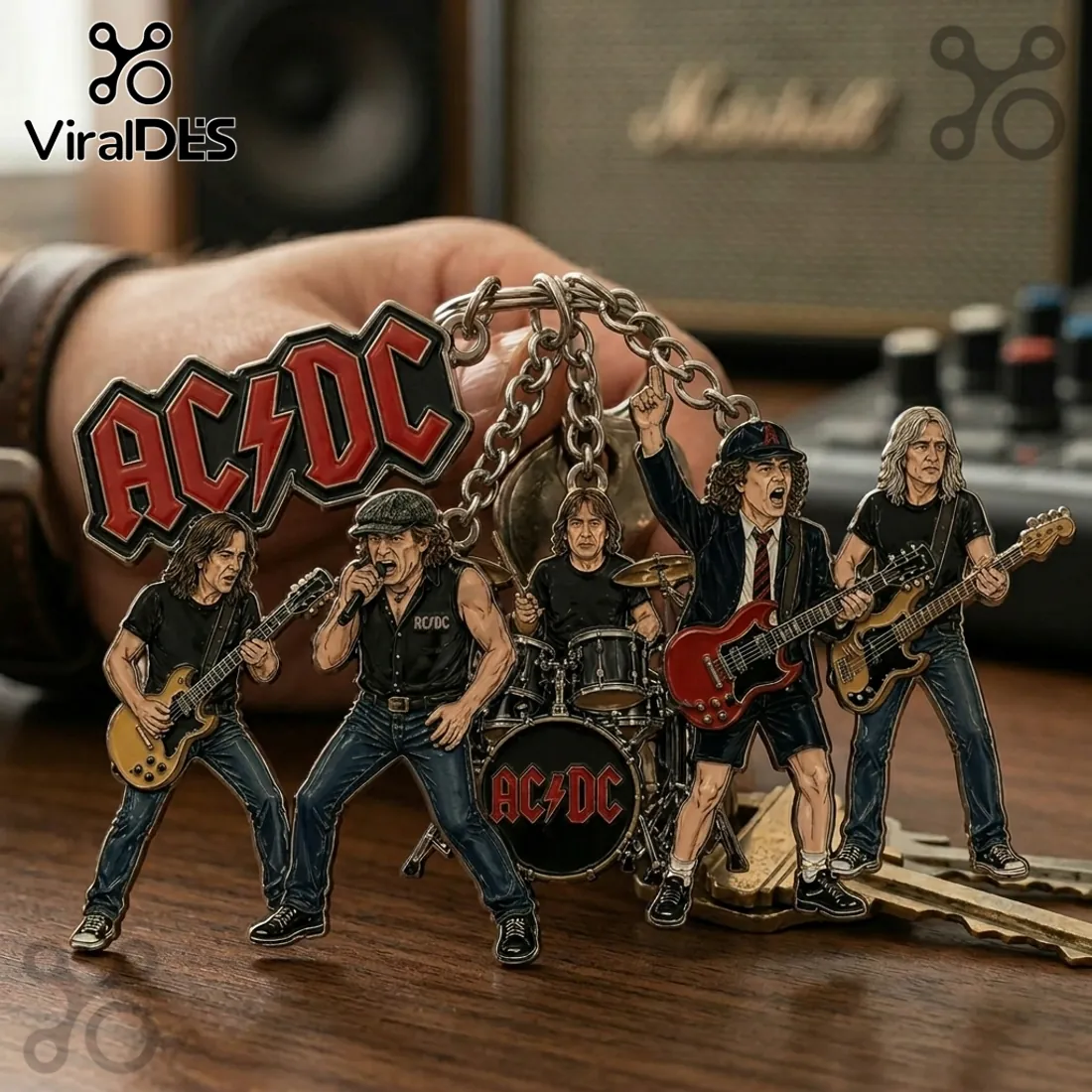 ACDC Rock Band Multi-Charm Metal Keychain 2026 ACDC Rock Band Multi-Charm Metal Keychain 2026