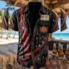 AC/DC Hells Bells For Those About To Rock Striped Hawaiian Shirt AC/DC Hells Bells For Those About To Rock Striped Hawaiian Shirt
