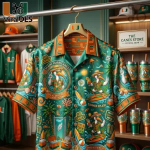 Miami Hurricanes Sebastian Mascot Tropical Beach Summer Hawaiian Shirt Miami Hurricanes Sebastian Mascot Tropical Beach Summer Hawaiian Shirt
