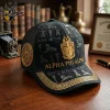 Omega Psi Phi 1911 Purple Gold Bulldog Leather Baseball Cap