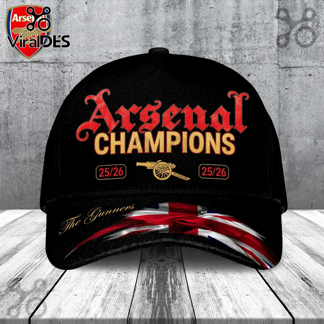 Arsenal FC Premier League Champions 2025/26 Black Baseball Cap Arsenal FC Premier League Champions 2025/26 Black Baseball Cap