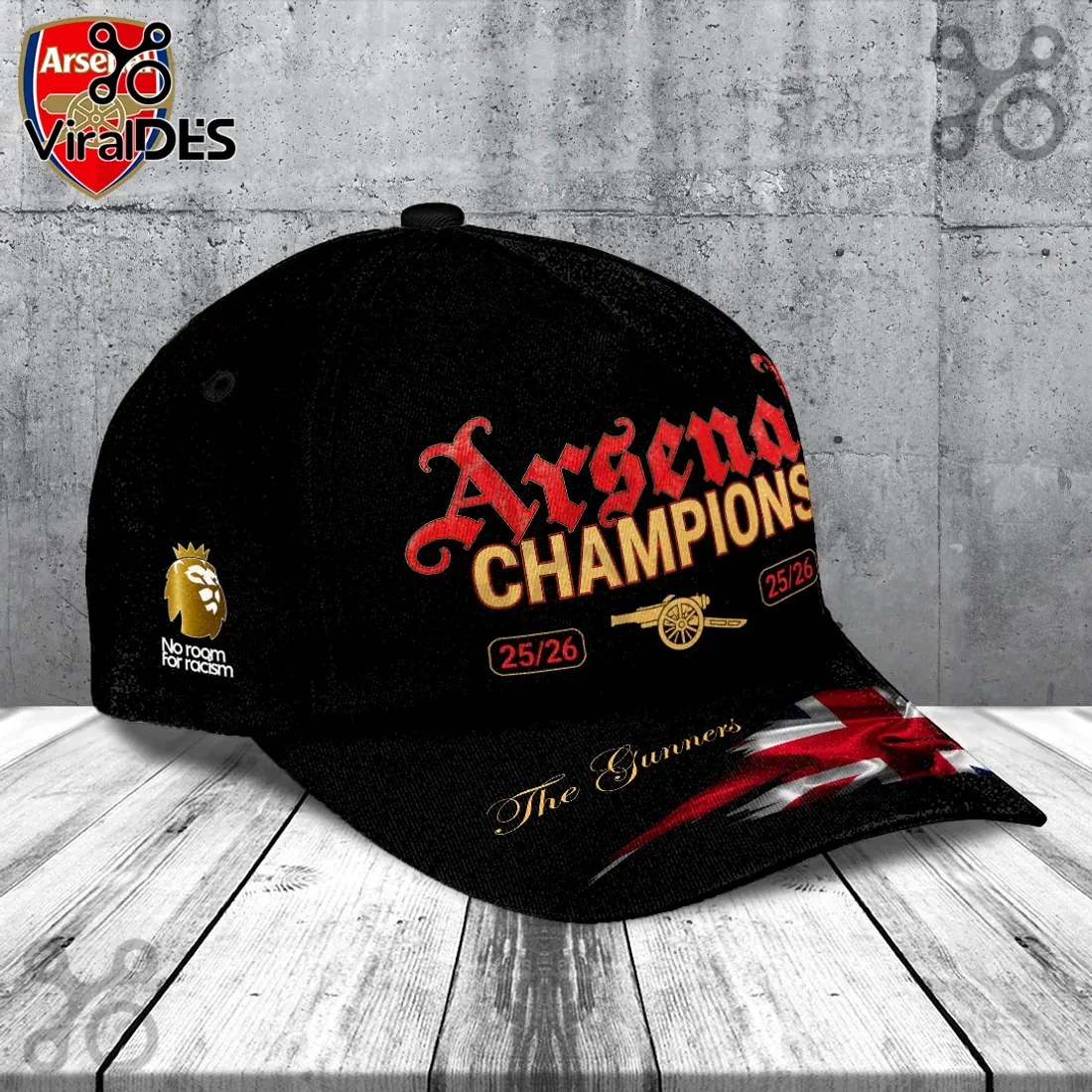 Arsenal FC Premier League Champions 2025/26 Black Baseball Cap Arsenal FC Premier League Champions 2025/26 Black Baseball Cap