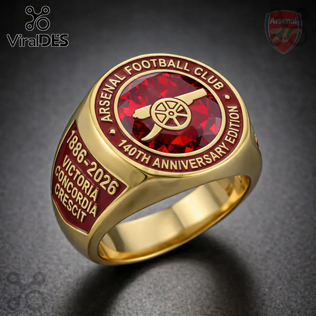 Arsenal Football Club 140th Anniversary 1886-2026 Commemorative Ring Arsenal Football Club 140th Anniversary 1886-2026 Commemorative Ring